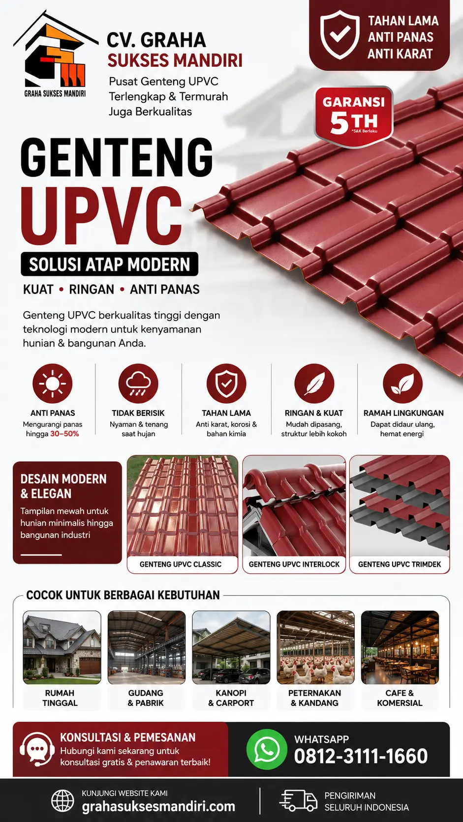 Pusat Genteng UPVC Berkualitas Terlengkap dan Termurah di Indonesia